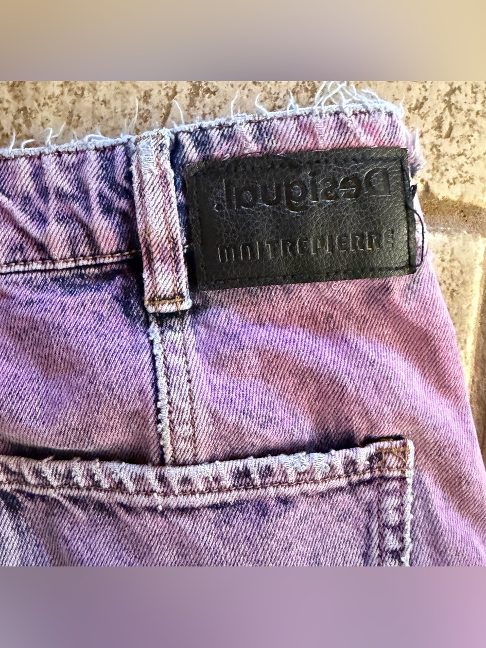 RARE Desigual x Maitrepierre Purple Wide-Leg Jeans, Sz M Acid Wash Distressed - Picture 8 of 10